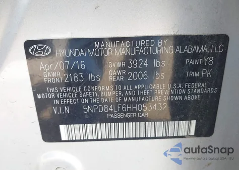 2017 Hyundai Elantra Se from USA, damaged, VIN 5NPD84LF6HH053432